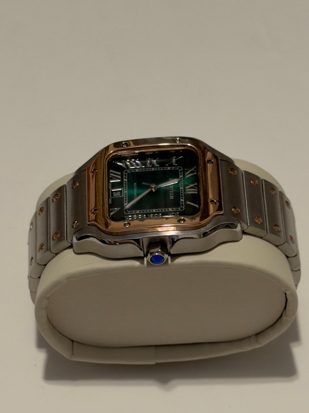 Cartier Santos Two Tone Watch Green Dial. - Picture 5 of 11